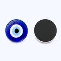 Blue Turkish Evil Eye 25mm crystal glass fridge magnets with black magnetic backing - Classic Blue and White Evil Eye (JY006352-1)