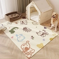 Tappetino per animali in pelle beige con animali cartone e cane golden retriever - 40*60cm / Dinosauro Verde e Animali