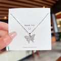 Elegante vlinder hanger ketting van zilver roestvrij staal met sprankelende witte zirkoon - Zilver