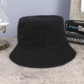 Close-up of black folding bucket hat with sparkling rhinestones on grey surface - M (56-58cm) / Black/Black Zirconia