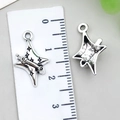 Antique silver star pattern kite-shaped pendant charm for DIY jewelry making - Four-Pointed Star Cross (22338) / 1 Piece (20x13mm) / Antique Silver