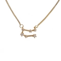 Gold Gemini constellation pendant necklace with clear zircon stones on a white background - A-Gemini