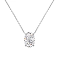 Collier élégant en argent S925 avec zircon ovale et sertissage classique à quatre griffes - Collier Zirconia Ovale Taille Fleur de Glace (DY190884-S-W-WH)
