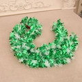 180cm green metallic Christmas tinsel garland with white snowflake sequins for festive decor - Snowflake Style / Green