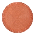 Tovaglietta rotonda intrecciata arancione terracotta con frange decorative stile boho - Rosso Arancio