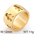 Goldener 12mm Edelstahlring mit ausgeschnittenen Figuren und mattiertem Finish - US 7 / Hohlfigur Mattierter Stil (KR43412-K) / Gold