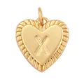 Gold-plated copper heart pendant with letter X and micro-inlaid colorful zircons - Heart Letter X