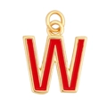 Golden uppercase letter W pendant with vibrant red enamel inlay for custom necklaces - Red - Letter W