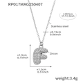 Silver stainless steel necklace with letter F pendant paved in shimmering zircon stones - Rp017-f Letter Steel Necklace 40+5cm