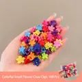 Set di 100 mini mollette per capelli a forma di fiore colorate per bambini e neonati - 15# Piccoli fiori colorati (50 pezzi)