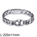 Bracelet cubain vintage en acier inoxydable argenté avec gravure totem homme 220x11mm - 21cm / Argent Style B (KB15402-D)