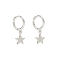 Elegant S925 silver star hoop earrings with polished pentagram charms for women - 24-Silver Solid Star