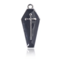 Pendentif cercueil en alliage gothique avec émail noir et détail de croix argentée - Croix Noire Argentée