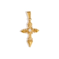 Macro shot of gold-plated gothic cross pendant with a central sparkling rhinestone detail - Vintage Gothic Cross (XPLS11)