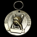 Vintage bronze French Bulldog pet tag with embossed detail and space for engraving - French Bulldog