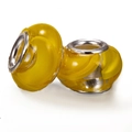 DIY-set met twee gele transparante glazen kralen en een zilveren metalen kern - Geel Bloemen