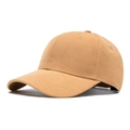 Classic khaki six-panel cotton baseball cap with curved brim in minimalist style - Camel