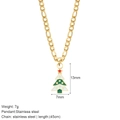 Collana in acciaio inossidabile dorato con ciondolo albero di Natale verde e rosso - Albero di Natale (G2)