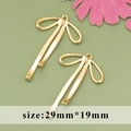 18k gold plated ribbon bow pendant charm in 29mm for DIY jewelry making - ME5611A - Gold Bow Knot - 1pc