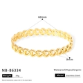 Detailed size parameters of golden stainless steel heart chain bracelet with measurements - Gold Heart Chain Style (NB-B6334)
