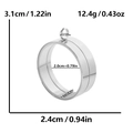 Detailed dimensions of silver stainless steel locket pendant with precise measurements - Inner Diameter 20mm - Cavity Thickness 10mm / Steel