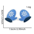 Écusson brodé gant bleu avec flocon de neige et dimensions de 4cm par 7,6cm - Patch de Noël Bleu 2# (Moufle)