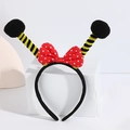 Kids bee headband with red polka dot bow and black pom-pom feelers for party dress-up - No.20 Bee Headband