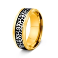 8mm gold stainless steel Celtic knot ring with black enamel inlay and polished beveled edges - US 6 / Gold