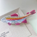 Cute fish shaped acetate hair claw clip with colorful stripes and pink fins - Fish Design (FZ978)
