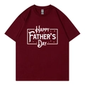 Burgundy cotton T-shirt with Happy Father's Day print in a classic casual loose fit - XS / Top (318) / Burgundy 318