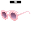 Pink sunflower round frame sunglasses for kids with purple gradient lenses C10 - Milky Pink Frame Double Grey Lens