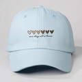 Casquette de baseball en coton bleu clair avec cœurs dégradés et texte imprimé - Taille unique / Bleu Ciel