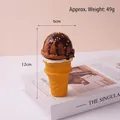 Realistic PU chocolate ice cream cone model with detailed texture and size dimensions - Brown