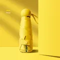 Mini portable flat folding umbrella in yellow with UPF 50 plus sun protection coating - 5-Fold Umbrella/Cloth Sleeve / Yellow