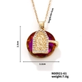 Golden necklace with round rose red zircon Virgin Mary pendant and dimensions 45cm - Rose Red Style (N00921-61)