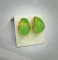 Water-drop fruit green resin earrings with 18k gold plated stainless steel edges - Oval Waterdrop / Fruit Green