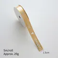 5m roll of 1.5cm gold Christmas satin ribbon with Merry Christmas text and tree icons - Glitter Letter / 1.5cm Wide-5m/Roll