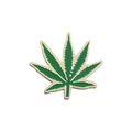 Enamel green cannabis leaf pin with gold metal plating for clothing accessories - QHXZ2720 Marijuana Leaf
