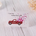 White gold-foil greeting card with red truck heart design and I Love You text - Car
