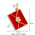 Ciondolo busta con cuore in smalto rosso 17x17mm per collane e creazione gioielli - Busta Rossa