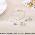 Silver stainless steel floral jewelry set with necklace bracelet and earrings - Steel Color (KS221392-GC)