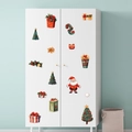 Weihnachtsaufkleber mit Weihnachtsmann und Baum auf weißem Schrank für Deko - PH-QT1262 (Weihnachtsdekoration Aufkleber)