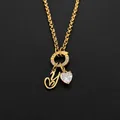 Stainless steel artistic letter necklace with heart pendant and sparkling crystals - Letter Y(XNL0085)