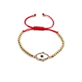 Ethnic woven Hamsa Hand and Evil Eye adjustable bracelet with gold beads and red cord - Copper Beads Red Rope