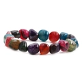 Irregular colorful agate bracelet with ice crackle pattern on white background - Irregular Dragon Vein Agate / Colorful