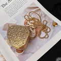 Elegant gold rhinestone mini crossbody bag with metal chain strap and luxury finish - Gold Octagon Big Rhinestone