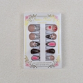 Detail view of 24pcs press-on nails set with zebra print, leopard patterns, and 3D flowers - Zebra Leopard Pink Gradient 3D Sakura Mixed Style (WY-026)