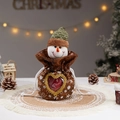 Christmas drawstring gift bag with plush snowman, snowflake print, and heart window - Heart Window Snowman Apple Bag