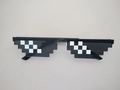 Thug Life black pixelated sunglasses with white mosaic pattern on lenses for parties - Double Row Pixel
