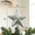 Punta per albero di Natale a stella glitterata argento con base a molla in metallo - Argento Piccolo